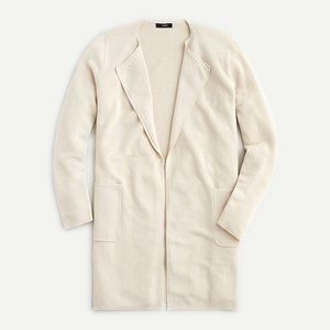 J. CREW Juliette Linen Blend Collarless Sweater Blazer Long Duster Sz XXS